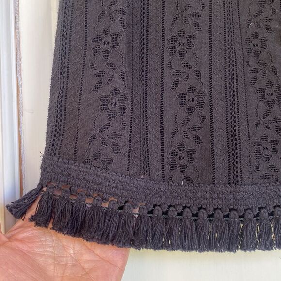 Cropped Blouse With Inset Lace And Fringe Detail By Michael Kors - Picture 3 of 8